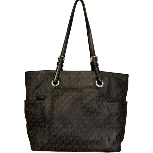 MICHAEL KOR JET SET BLACK GRAY SIGNATURE TOTE - Picture 8 of 10